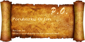 Porubszky Orion névjegykártya